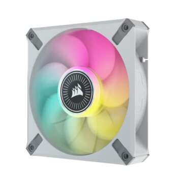CORSAIR ML120 RGB ELITE, 120mm Magnetic Levitation RGB Fan with AirGuide, 3-Pack with Lighting Node CORE - White Frame, compatible with Radiator
