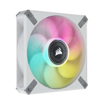 CORSAIR ML120 RGB ELITE, 120mm Magnetic Levitation RGB Fan with AirGuide, 3-Pack with Lighting Node CORE - White Frame, compatible with Radiator