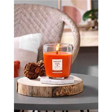 Nature's Wick Pumpkin Nutmeg Scented Candle, 10 oz., Medium, Fall/Halloween Candle with Crackling Wick, Soy Wax Blend