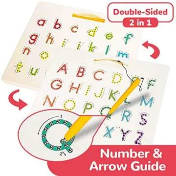 CozyBomB™ Double Sided Magnetic Letter Board - 2 in 1 Alphabet Magnets Tracing Board for Toddlers ABC Letters Uppercase & Lowercase Practicing Gifts for Boys Girls Birthdays Christmas Holidays