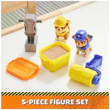 Rubble & Crew, Rubble and Mix Action Figures Set, with 3 oz of Kinetic Build-It Sand and 2 Hand Held...