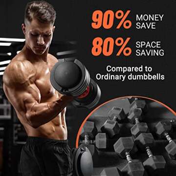 HYPATA 55 lbs Pair Adjustable Dumbbell, Fast Adjust Dumbbell Weight for Exercises Men and Women in Home Gym Workout Equipment, Dumbbell with Tray Suitable for Full Body