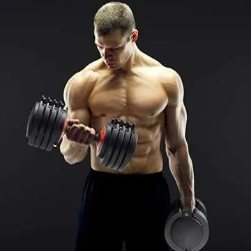 HYPATA 55 lbs Pair Adjustable Dumbbell, Fast Adjust Dumbbell Weight for Exercises Men and Women in Home Gym Workout Equipment, Dumbbell with Tray Suitable for Full Body