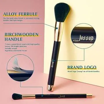 Jessup 15pcs Makeup Brushes Set Professional Quality Tools