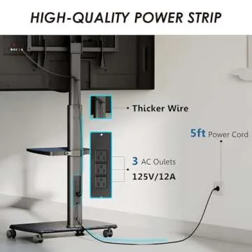 FITUEYES Rolling TV Stand with Power Outlets, Swivel Portable TV Stand for 32-75Inch LCD LED OLED Fl...