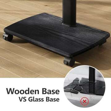 FITUEYES Rolling TV Stand with Power Outlets, Swivel Portable TV Stand for 32-75Inch LCD LED OLED Flat/Curved Panel Screen TVs,Height Adjustable&Wood Base, Mobile TV Cart with1 Shelf, Black.