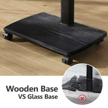 FITUEYES Rolling TV Stand with Power Outlets, Swivel Portable TV Stand for 32-75Inch LCD LED OLED Flat/Curved Panel Screen TVs,Height Adjustable&Wood Base, Mobile TV Cart with1 Shelf, Black.