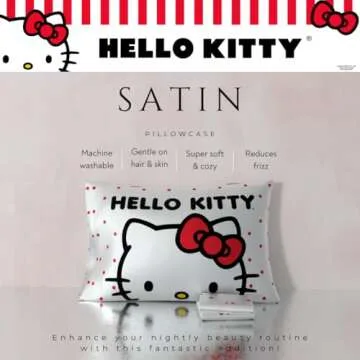 Hello Kitty Beauty Standard Beauty Silky Satin Standard Pillowcase Cover 20x30 for Hair and Skin, (O...