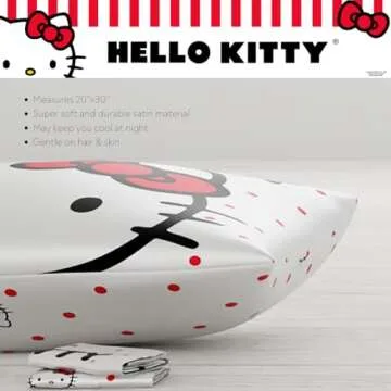 Hello Kitty Beauty Standard Beauty Silky Satin Standard Pillowcase Cover 20x30 for Hair and Skin, (Officially Licensed Product)