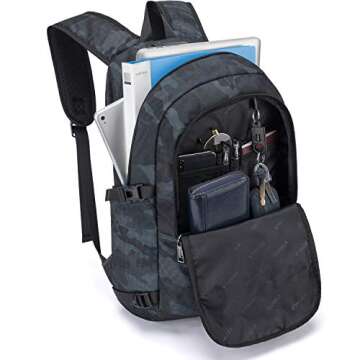 Tzowla Anti-Theft Business Laptop Backpack – Water Resistant, 15.6 Inch Navy Blue Camo, Unisex