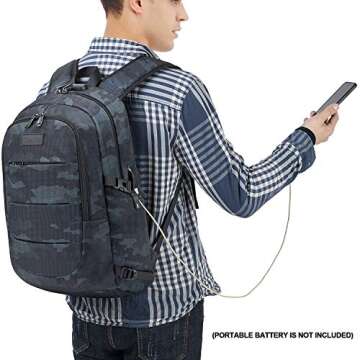 Tzowla Anti-Theft Laptop Backpack, Water Resistant, Unisex