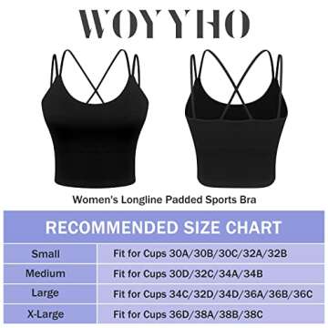 Womens Sports Bra Top Longline Sports Bra with Removable Padded Workout Tank Tops Medium Support Yoga Bras Gym Running Top 2 Pack Black/White