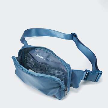 Pander Belt Bag Large 2L, Waterproof Everywhere Fanny Pack Purse for Women and Men with Adjustable Strap (Indigo Blue).