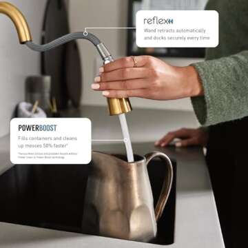 Moen Sleek Brushed Gold Kitchen Faucet With Pull Down Spray