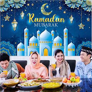 Boyiee Ramadan Mubarak Decorations Photo Booth Banner