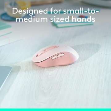 Logitech Signature M650 Wireless Mouse - For Small to Medium Sized Hands, 2-Year Battery, Silent Clicks, Customizable Side Buttons, Bluetooth, for PC/Mac/Multi-Device/Chromebook - Rose