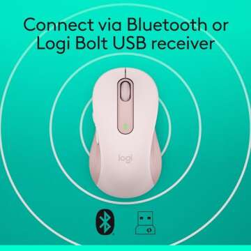 Logitech Signature M650 Wireless Mouse - For Small to Medium Sized Hands, 2-Year Battery, Silent Clicks, Customizable Side Buttons, Bluetooth, for PC/Mac/Multi-Device/Chromebook - Rose