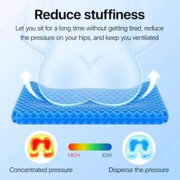 Gel Seat Cushion, Cooling seat Cushion (Super Large & Thick), Breathable Honeycomb Design Absorbs Pr...