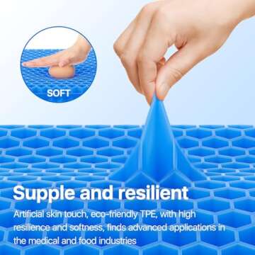 Gel Seat Cushion, Cooling seat Cushion (Super Large & Thick), Breathable Honeycomb Design Absorbs Pressure Points Seat Cushion, Gel Cushion for Office Chair, Home Car seat Cushion for Wheelchair