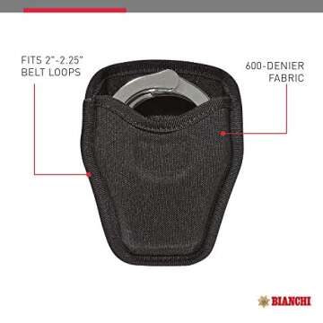 Bianchi Accumold 8034 Open Top Cuff Case, Fits Standard Handcuffs - Black