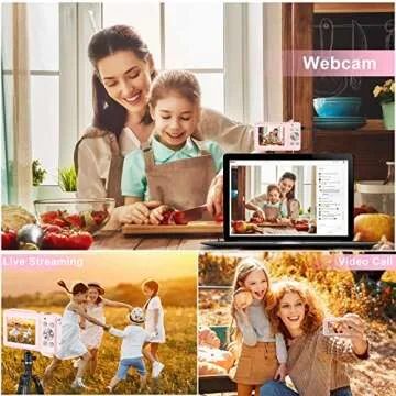 FHD 1080P Digital Camera for Kids with 32GB SD Card 16X Digital Zoom, Compact Camera Point and Shoot Digital Cameras Portable Mini Camera for Teens Students Boys Girls Seniors(Pink)
