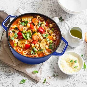 WISELADY Enameled Cast Iron Dutch Oven Bread Baking Pot with Lid (2QT, Blue)