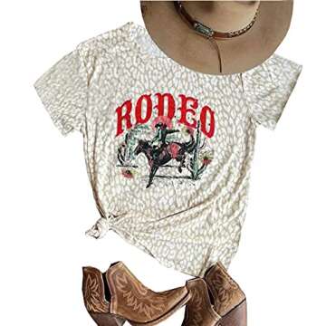 Western Cowboy T-Shirt for Women Cowgirl Rodeo Casual Shirts Vintage Desert Cactus Graphic Tee Tops?...