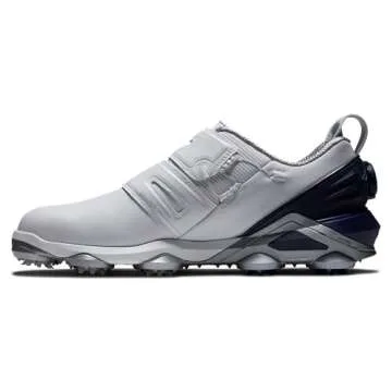 FootJoy Men's Tour Alpha Dual Boa Previous Season Style Golf Shoe, White/Navy/Grey, 9.5