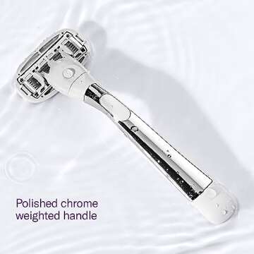 Flamingo Razors for Women, 1 Women's Razor Handle (Chrome), 4 Razor Five-Blade Refills, and 1 Shower Holder