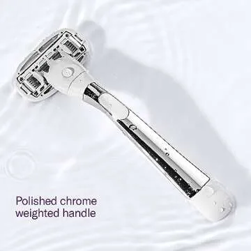 Flamingo Razors for Women, 1 Women's Razor Handle (Chrome), 4 Razor Five-Blade Refills, and 1 Shower Holder