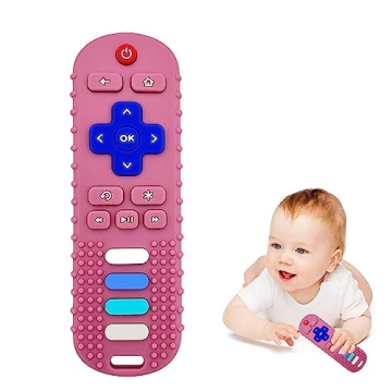 ROBBEAR Baby Teething Toys - Safe Silicone Remote Shaped Chew Toy for Infants