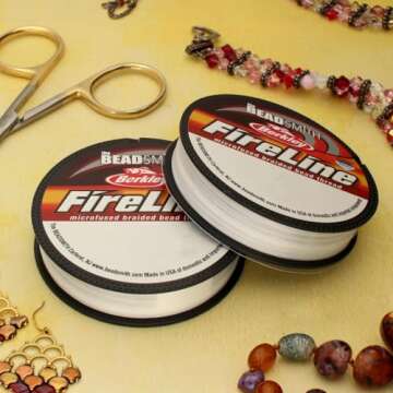 The Beadsmith Fireline by Berkley – Micro-Fused Braided Thread – 6lb. Test, 006”/.15mm Diamete...