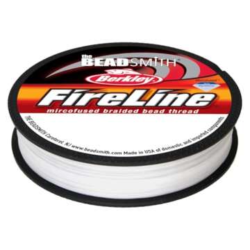 The Beadsmith Fireline by Berkley – Micro-Fused Braided Thread – 6lb. Test, 006”/.15mm Diameter, 50 Yard Spool, Crystal Color – Super Strong Stringing Material for Jewelry Making and Bead Weaving