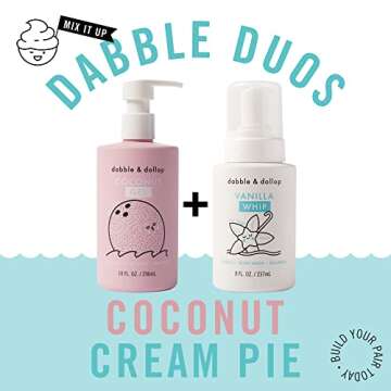 Dabble & Dollop Coconut + Vanilla Body Wash & Shampoo - 3 in 1 Natural Bubble Bath for Kids, USA-Mad...