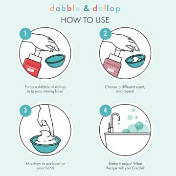 Dabble & Dollop Coconut + Vanilla Body Wash & Shampoo - 3 in 1 Natural Bubble Bath for Kids, USA-Made, Paraben & Sulfate Free, Vegan, Gluten-Free, Tear-Free (Pack of 2)