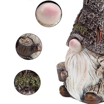 Leekung Garden Gnomes Statue Garden Decor,Outdoor Gnomes Garden Decorations,Indoor gnome Figurine Woodstone Color for Home Decoration
