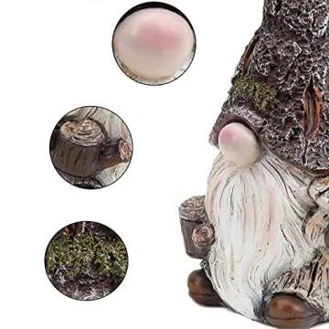 Leekung Garden Gnomes Statue Garden Decor,Outdoor Gnomes Garden Decorations,Indoor gnome Figurine Woodstone Color for Home Decoration