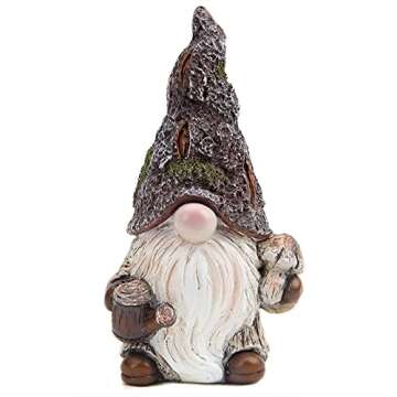 Leekung Garden Gnomes Statue Garden Decor,Outdoor Gnomes Garden Decorations,Indoor gnome Figurine Woodstone Color for Home Decoration