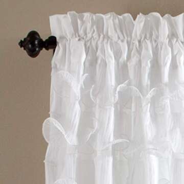 Lush Decor Avery Curtains Ruffled Vintage Chic Style Window Panel Set for Living, Dining Room, Bedro...
