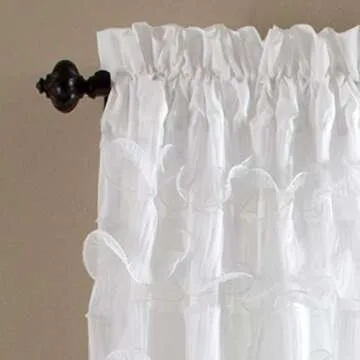 Lush Decor Avery Curtains Ruffled Vintage Chic Style Window Panel Set for Living, Dining Room, Bedro...