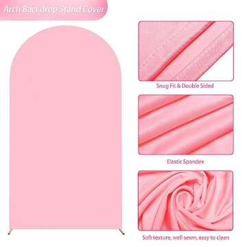 Putros Wedding Arch Cover 7.2FT Pink Spandex Fitted Arch Cover for Round Top Chiara Backdrop Stand Covers for Wedding Birthday Party Decoration