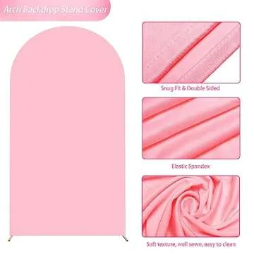Putros Wedding Arch Cover 7.2FT Pink Spandex Fitted Arch Cover for Round Top Chiara Backdrop Stand Covers for Wedding Birthday Party Decoration