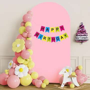 Putros Wedding Arch Cover 7.2FT Pink Spandex Fitted Arch Cover for Round Top Chiara Backdrop Stand Covers for Wedding Birthday Party Decoration