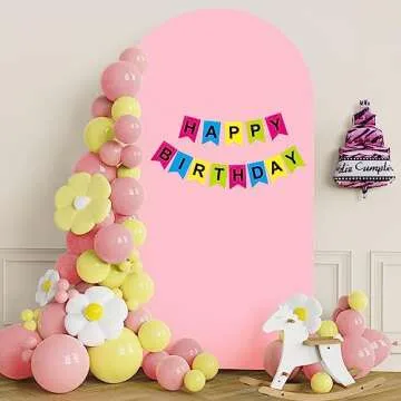 Putros Wedding Arch Cover 7.2FT Pink Spandex Fitted Arch Cover for Round Top Chiara Backdrop Stand Covers for Wedding Birthday Party Decoration
