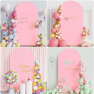 Putros Wedding Arch Cover 7.2FT Pink Spandex Fitted Arch Cover for Round Top Chiara Backdrop Stand Covers for Wedding Birthday Party Decoration