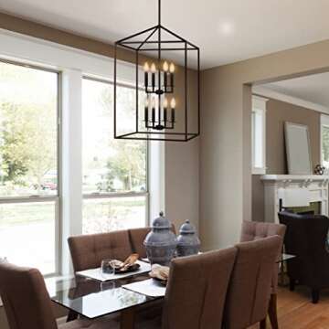 Generation Lighting 8-Light Perryton Pendant Light Fixture - Modern Bronze Ceiling Lamp for Home Dec...