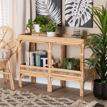Bohemian Rattan Console Table for Stylish Storage Solutions