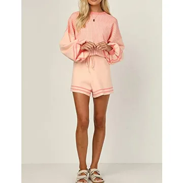 Gihuo Women’s Striped Knit 2 Piece Sweater Set