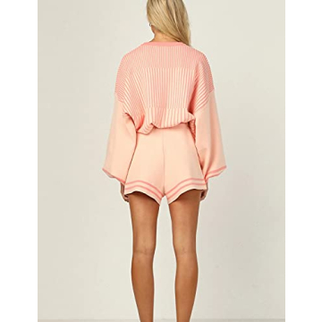 Gihuo Women’s Striped Knit 2 Piece Sweater Set