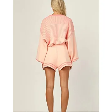 Gihuo Women’s Striped Knit 2 Piece Sweater Set